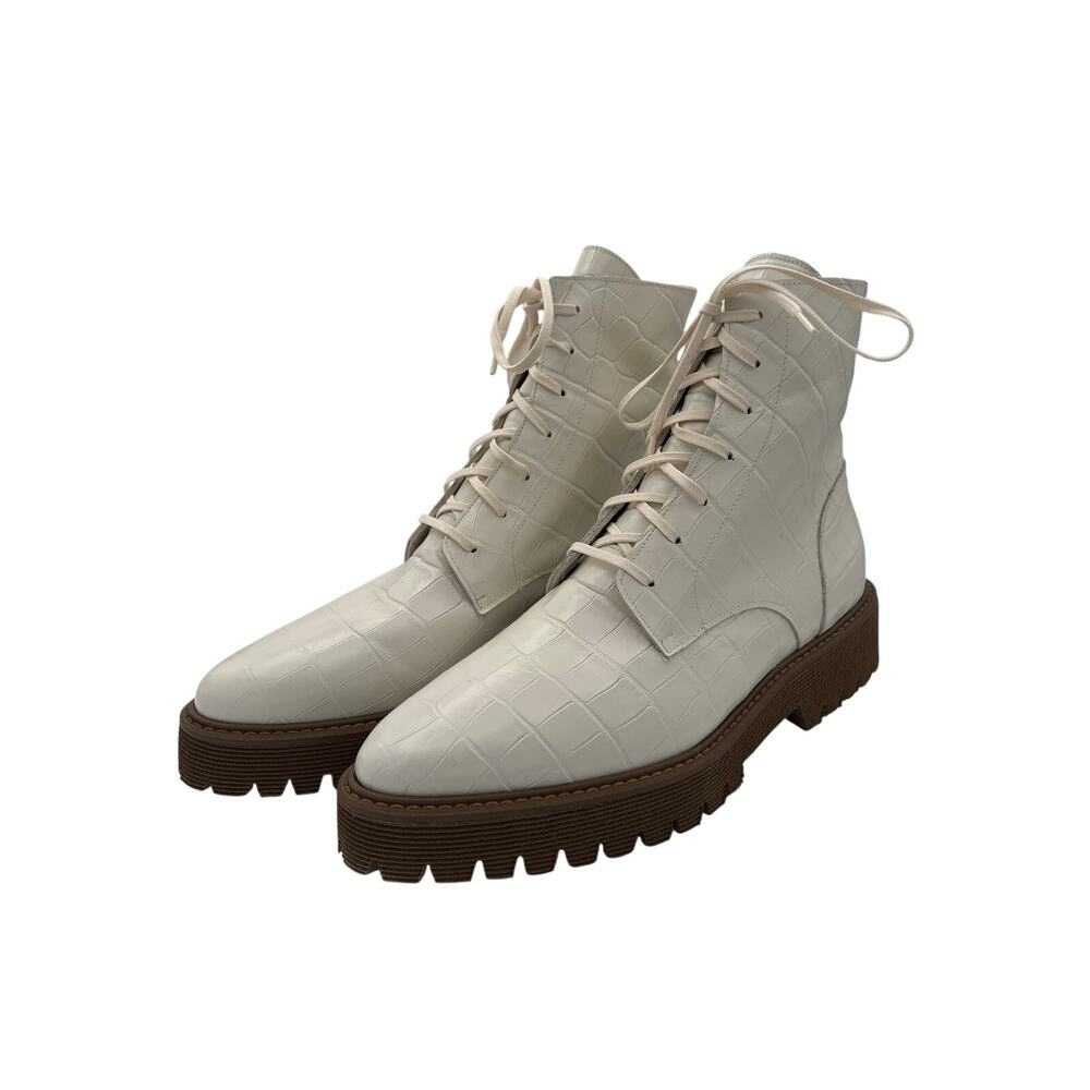 Women’s Frēda Salvador Size 8 White Leather Lace Up Boots - Picture 2 of 6
